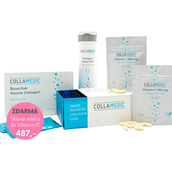 Bioaktivní mořský kolagenový prášek Collamedic (2 ks) + Tělové mléko ZDARMA akční sada