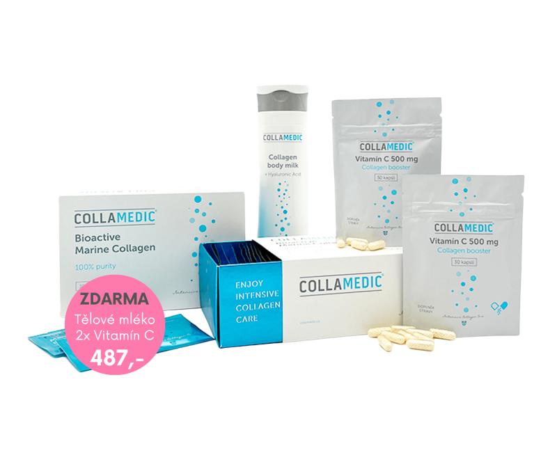 Bioaktivní mořský kolagenový prášek Collamedic (2 ks) + Tělové mléko ZDARMA akční sada