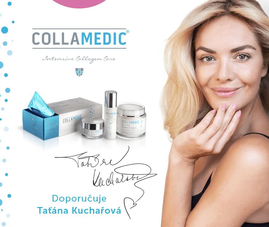 Collamedic_890x750px_Kuch mod Taťána Kuchařová doporučuje Collamedic - hydrolyzovaný mořský kolagen