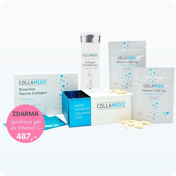 Bioaktivní mořský kolagenový prášek Collamedic (2 ks) + sprchový gel ZDARMA akční sada