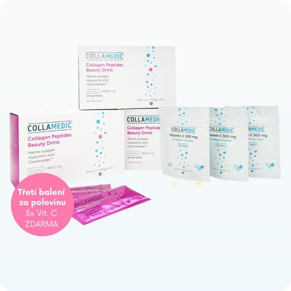 COLLAMEDIC cenově výhodná sada 3x Collagen Beauty Drink + Vitamín C ZDARMA